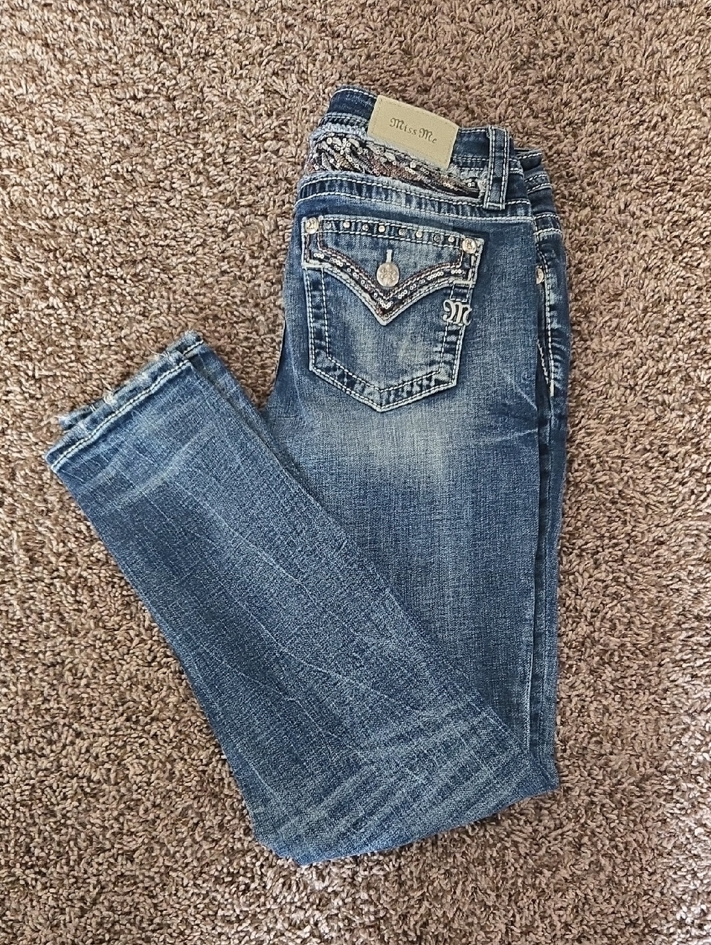 Miss Me Blue Bootcut Jeans with Embroidered Pocket